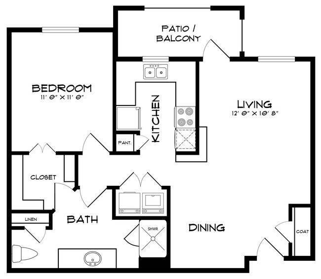 1 Bed • 1 Bath 3301 floor plan